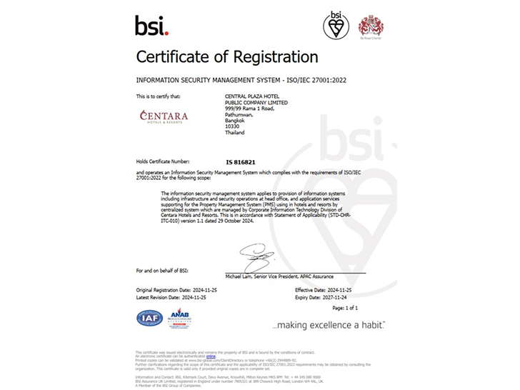 Certified Information Security Management System – ISO/IEC 27001:2022 (2024 - 2027)