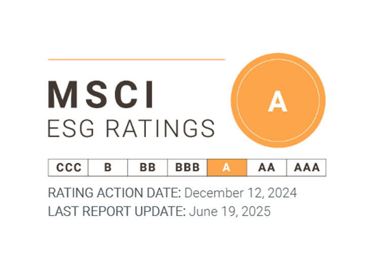 2023 - 2024 MSCI ESG Rating "A" from Morgan Stanley Capital International